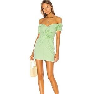 Revolve Camila Coelho Womens XS Georgie Dress in Soft Mint Linen Blend Party